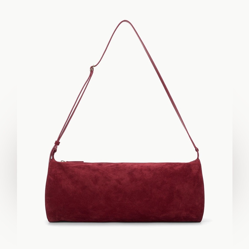 STAUD taru Burgundy Suede Shoulder Bag